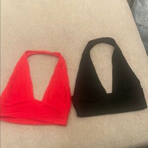 Red and Black Halter Tops